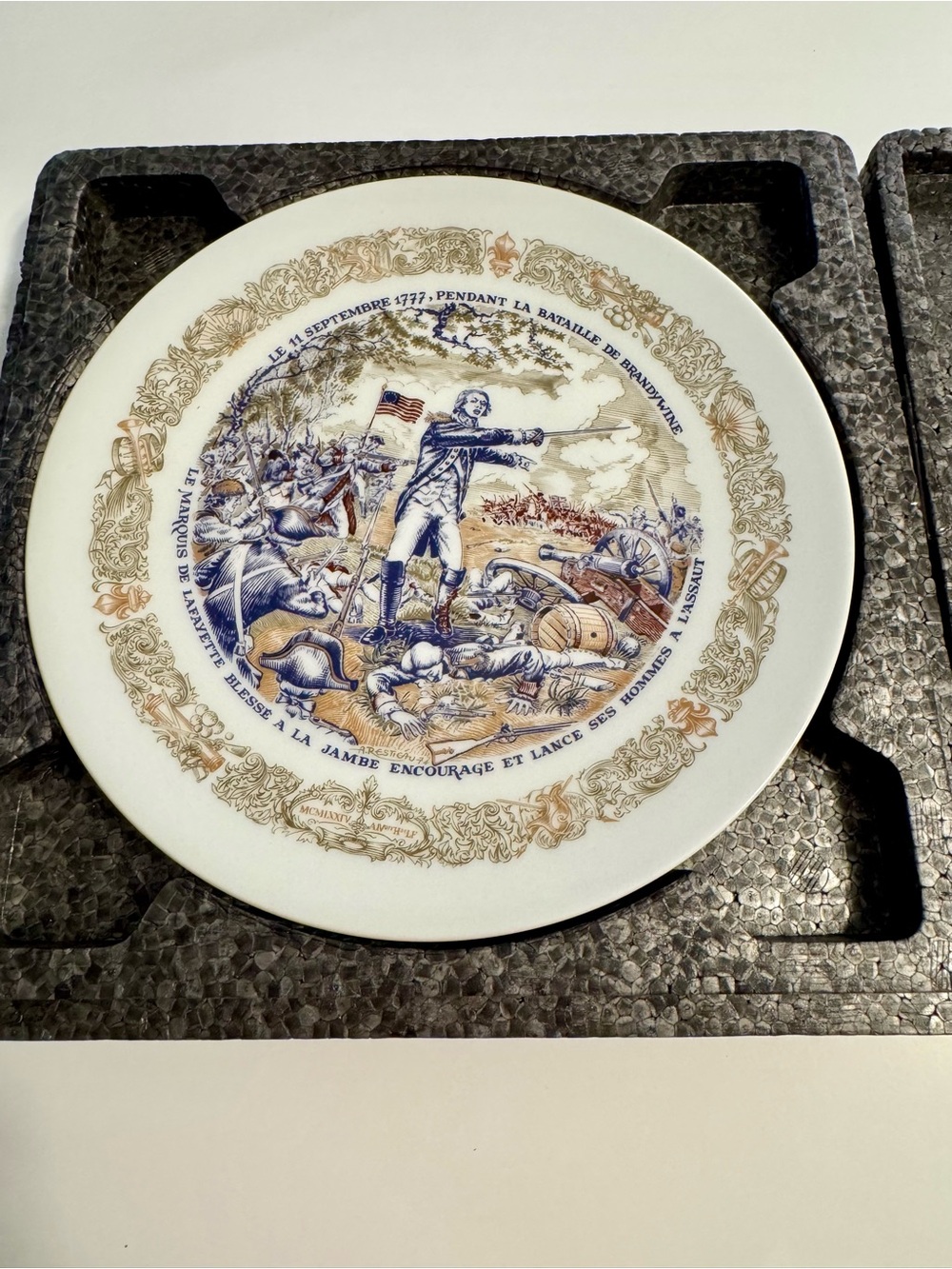 Vintage Decorative Historical Accent Plate in Blue and Gold